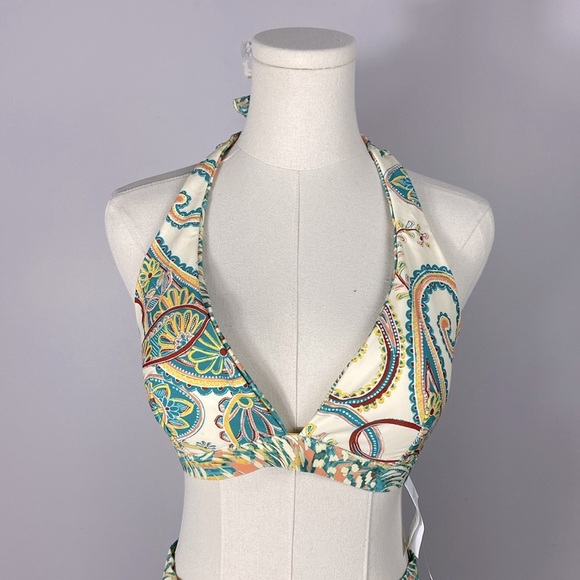 NWT CupShe Paisley Print Reversible Halter Bikini L/XL - Picture 2 of 13